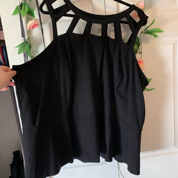 Ponte Peplum Caged Top - Picture 2 of 4